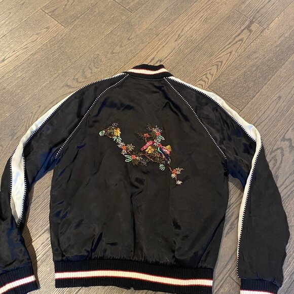 SAINT LAURENT PARIS BIRDS OF PARADISE SATIN VARSITY JACKET - Picture 5 of 5